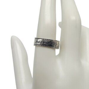 Sterling Silver Engraved Happiness and Friendship Band Ring Size 7 Signed SA